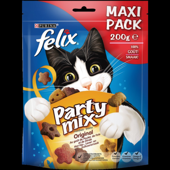 Friandises Chat Party Mix Original Poulet/Foie/Dinde 200gr - FELIX