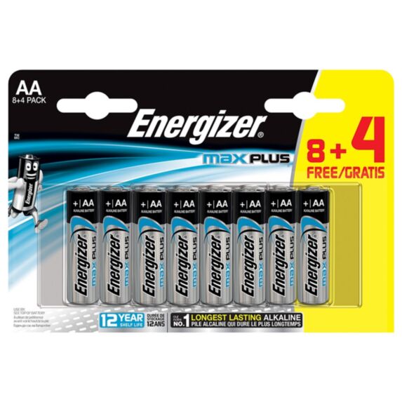 Pile alcaline AA LR6 Max Plus - 1,5V - 8 + 4 gratuites - ENERGIZER
