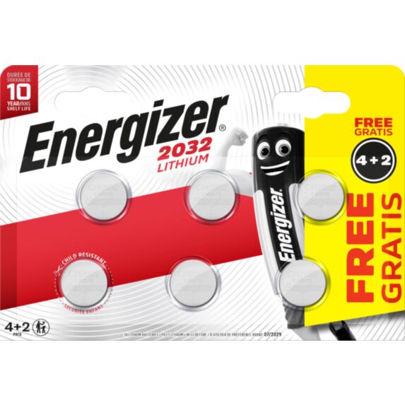 4+2 Piles lithium CR2032 3 volts - ENERGIZER