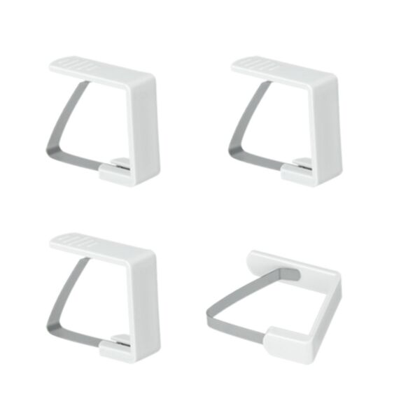 4 Fixe-Nappe Inox Plastique Blanc