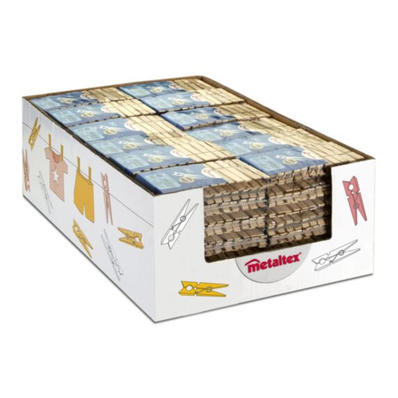 Sachet 24 pinces à linge en bois - METALTEX
