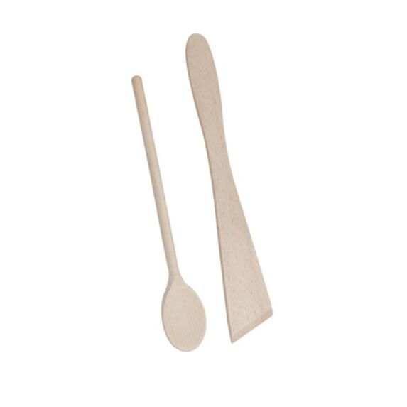 1 cuillère bois 25 cm + 1 spatule plate 29 cm