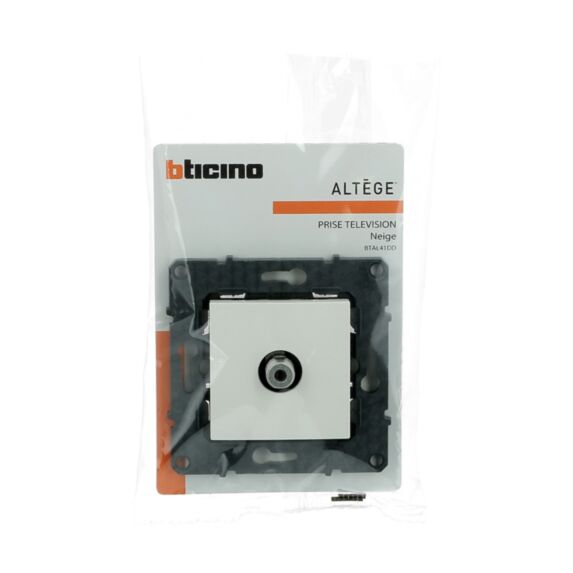 Prise TV simple type F à visser Altège  Neige  - BTICINO