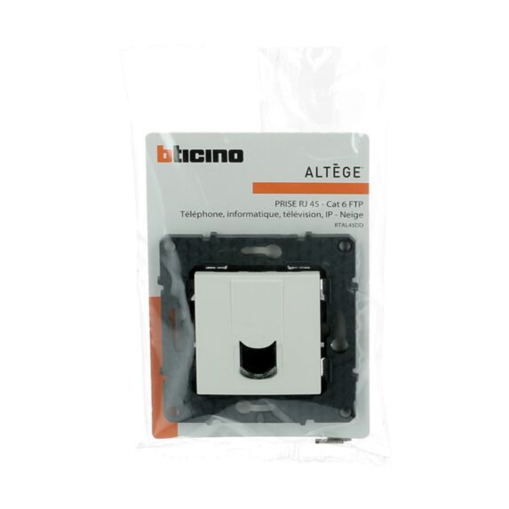 Prise RJ45 multimédia catégorie6 FTP Altège  Neige - BTICINO