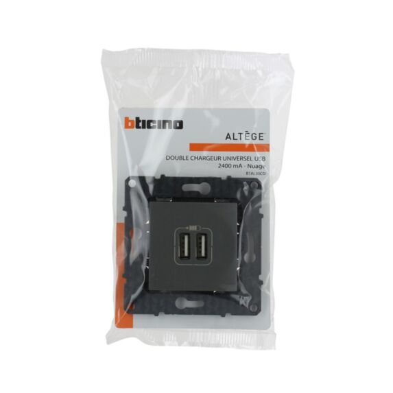 Double chargeur USB Altège 2400 mA  Nuage - BTICINO