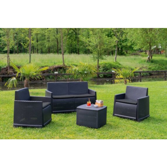Salon de jardin Come 4 places Résine tressée Anthracite