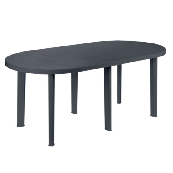 Table de jardin en résine ovale 180x90x72cm Anthracite - PROGARDEN