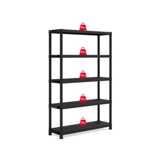 Etagère Plus 5 tablettes résine 187 x 120 x 40 cm noir - KETER