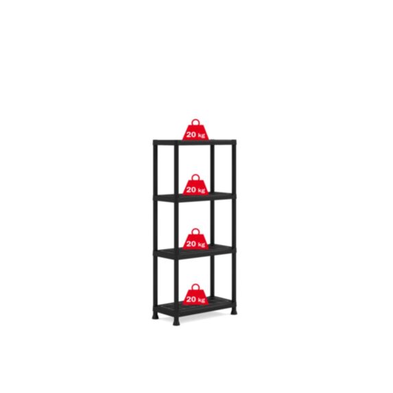 Etagère Plus 4 tablettes résine 135 x 60 x 30 cm noir - KETER