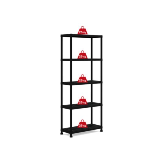 Etagère Plus 5 tablettes résine 176 x 75 x 32 cm noir - KETER