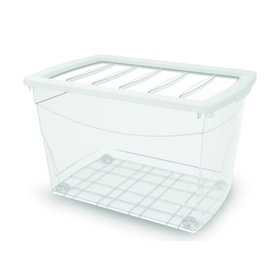 Bac à roulettes 60L 58,5x39x36,5cm transparent - KIS