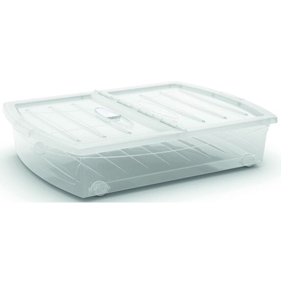 Boîte de Rangement Dessous de Lit Naturel 55 Litres avec Roulettes