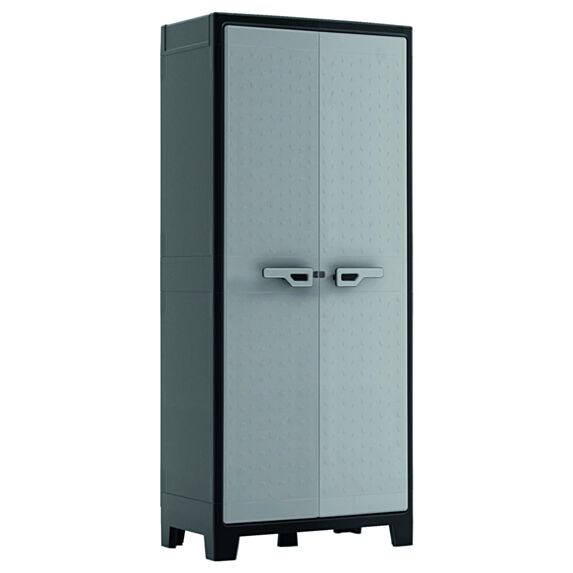 Armoire de rangement haute résine H182xL80xP44cm gris/noir - KIS