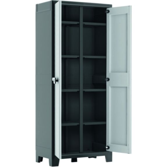 Armoire rangement résine Multispace Evoca H182xL80xP44 gris/noir - KIS