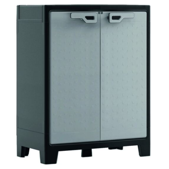 Armoire de rangement basse résine H100xL80xP44cm gris/noir - KIS