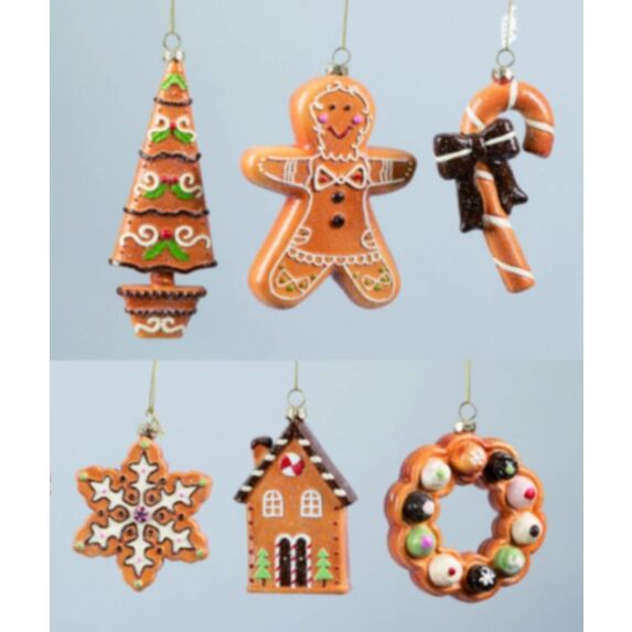 6 Décorations Noël Pain d'épices 12-15cm