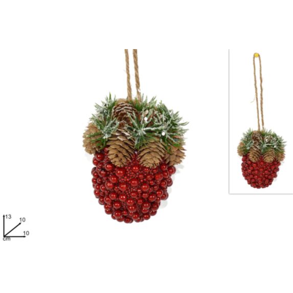 Décoration de Noël à suspendre Gland baie rouge nature 13cm