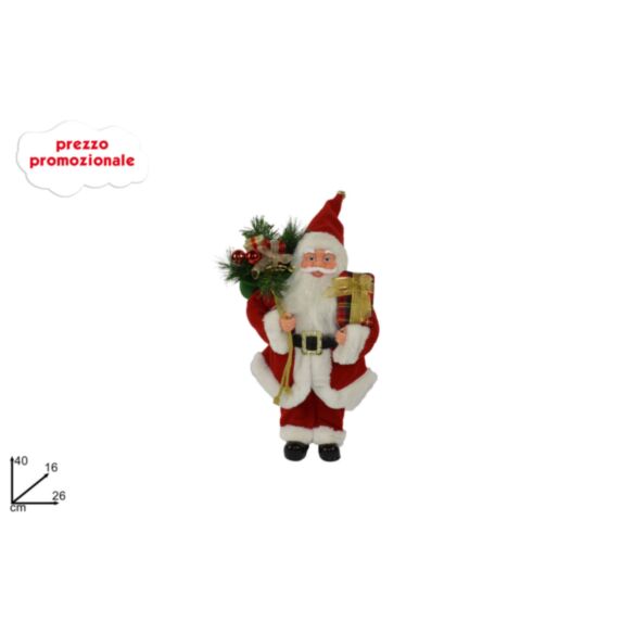 Décoration Père-Noël avec sa hotte rouge 40cm