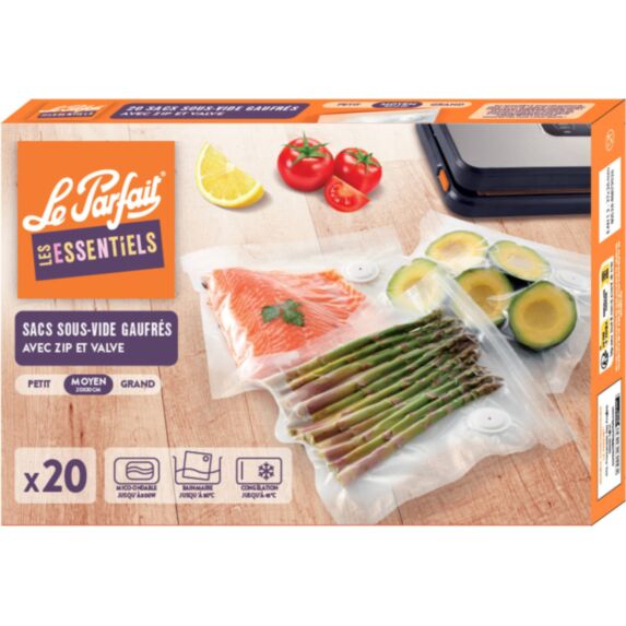 20 Sacs Zippés Avec Valve Sous-Vide 20x30cm ​ - LE PARFAIT