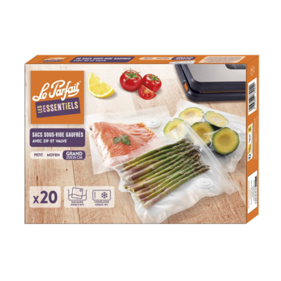20 Sacs Zippés Avec Valve Sous-Vide 25x35cm​ - LE PARFAIT