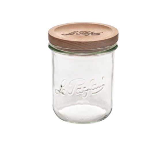 Bocal en verre + Couvercle en bois 580ml - LE PARFAIT