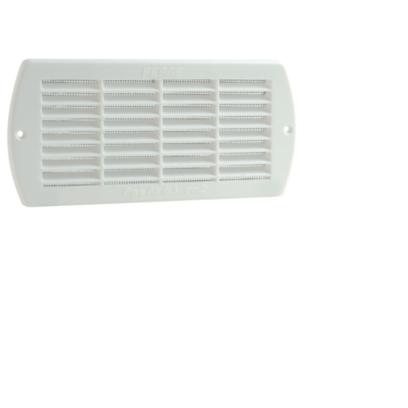 Grille aération aluminium blanc à encasrtrer 5x16,4cm