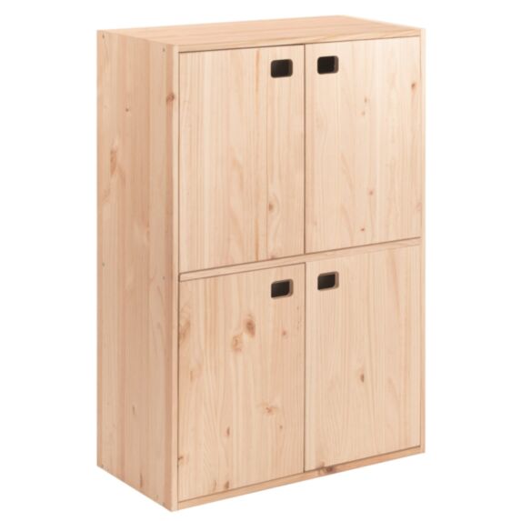 Armoire Dinamic 4 Portes en Pin + 4 tablettes 105,4x70,8x33cm