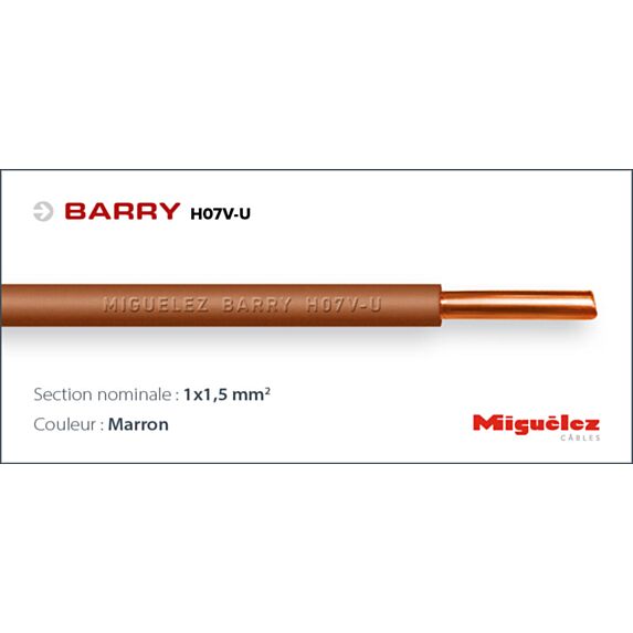 Câble électrique H07V-U 1x1,5mm² Marron 100m
