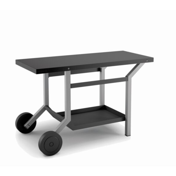 TABLE ROULANTE ACIER NOIR ET GRIS CLAIR MAT POUR PLANCHA