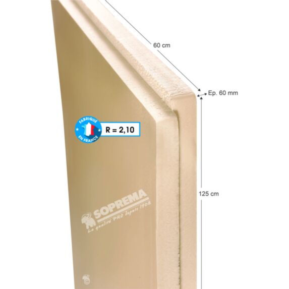 Panneau isolant polystyrène extrudé Haute Résistance 1,25x0,6m Ep.6cm R=1,8 - SOPREMA