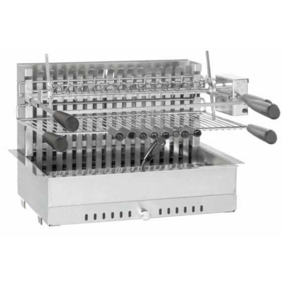 Barbecue charbon de bois Grill encastrable inox + tournebroche électrique - FORGE ADOUR