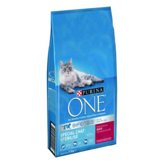 Croquettes chat stérilisé purina one 7,5 kg boeuf