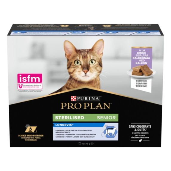 10 Portions Terrine Dinde 75g chats seniors 7+ Longevis - PRO PLAN