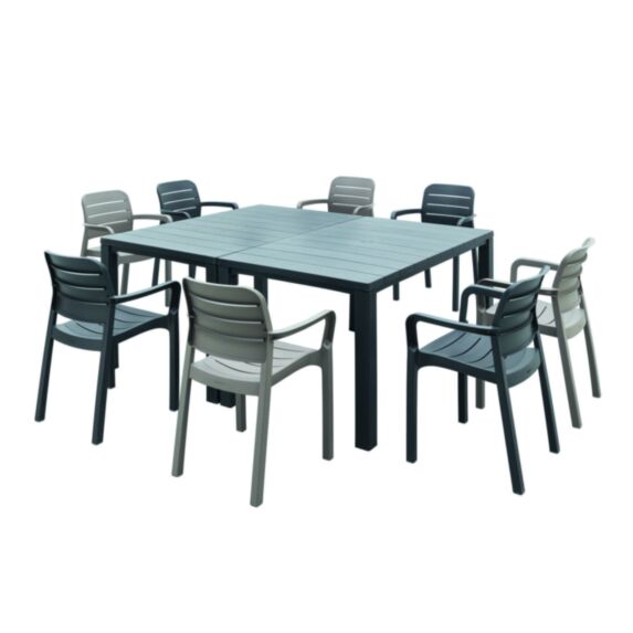 Table résine Julie 180/295 x 90/147 x 75 cm graphite