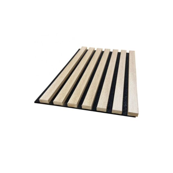 2 panneaux mural acoustic lamelles chêne clair sur feutrine noire 260x30x1,7cm