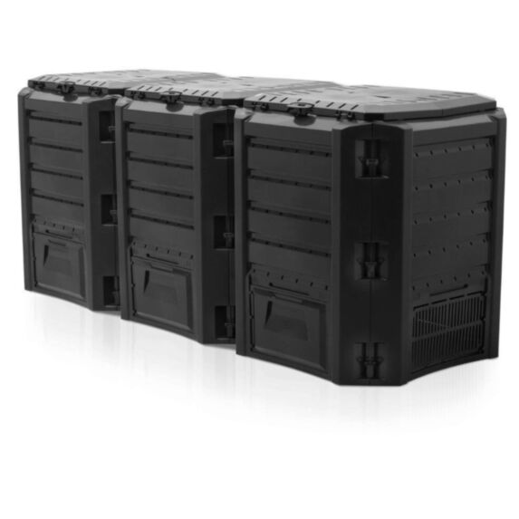 Silo thermocomposteur pliable PP 1200L H.82,6x198x71,9cm noir - NATURE