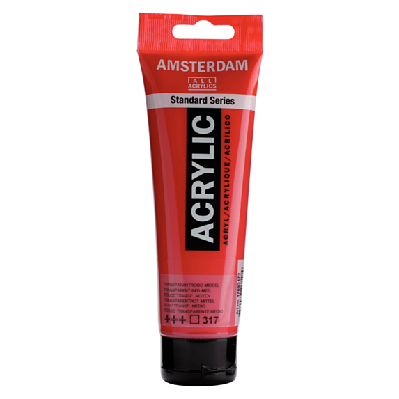 Peinture acrylique Standard Series Rouge Transparent Moyen 317 120ml - AMSTERDAM