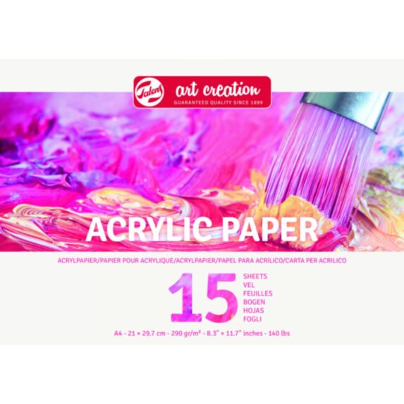 Papier pour Peinture acrylique A4 290gr 15 Feuilles - TALENS ART CREATION