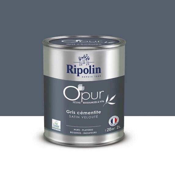 Peinture o'pur 2 l gris cementite satin