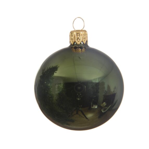 Boule vert brillant verre 8cm