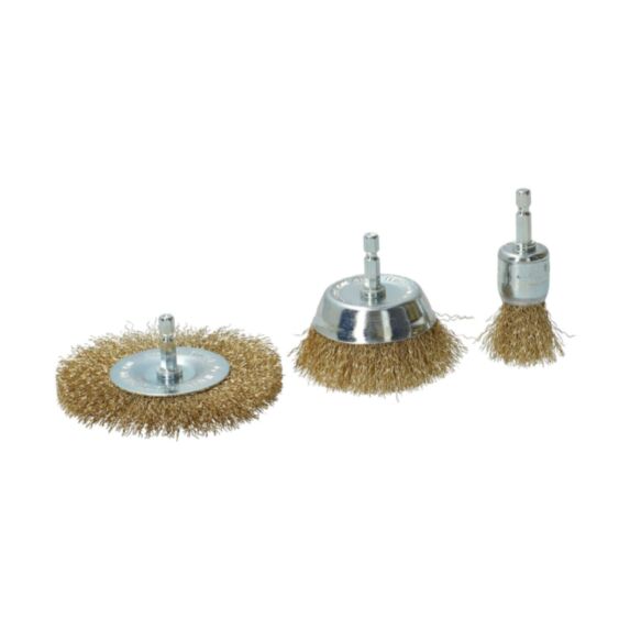 Kit décapage perceuse laiton x3 brosses - NORTON