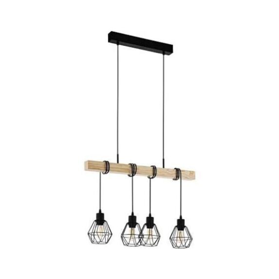 Suspension Townshend  acier bois marron L.110 cm  E27 4 x 60W - EGLO