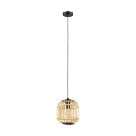 Suspension Bordesley Ø21 x H110 cm noir/naturel E27x1 - EGLO