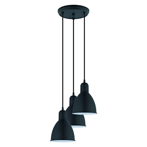 Suspension Priddy Ø32,5 x H110 cm acier noir E27x3 60W A++E - EGLO