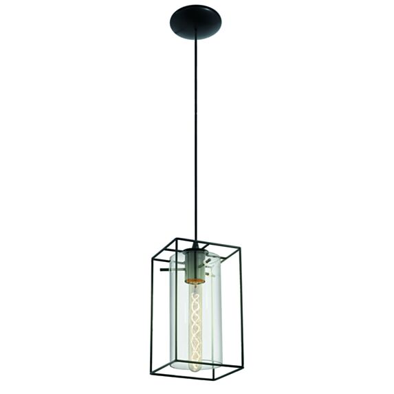 Suspension Loncino en acier noir transparent L.15 cm E27 1 x 60W - EGLO