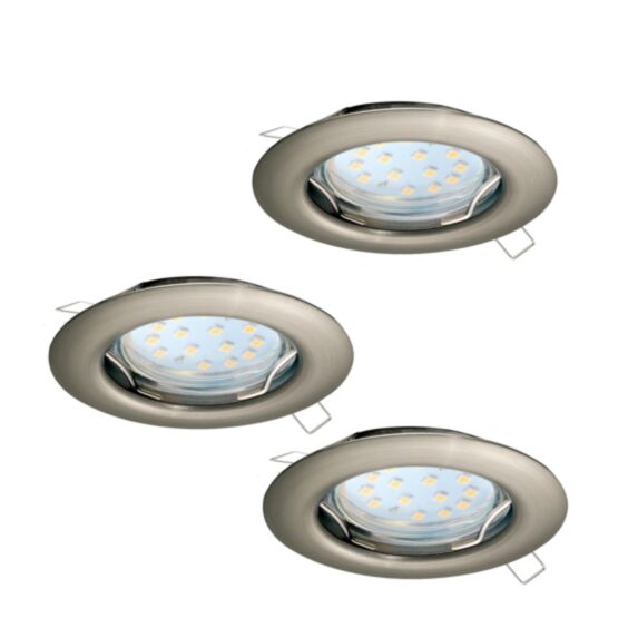 3 spots encastrés Peneto fixes ronds GU10 3W acier