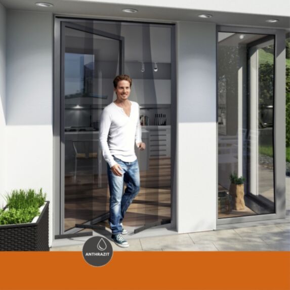 Rideau de porte Moustiquaire L1,20xH2,50m Gris - WINDHAGER