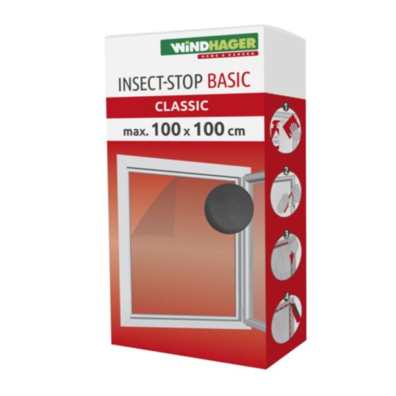 Moustiquaire Insect-Stop Basic 100x100cm gris auto-agrippante - WINDHAGER