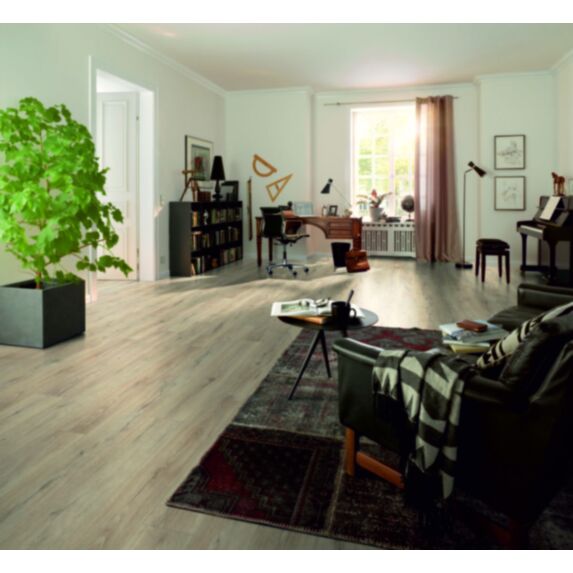 Revêtement de sol stratifié Chêne Melba beige 129,2x19,3x0,8cm - EGGER