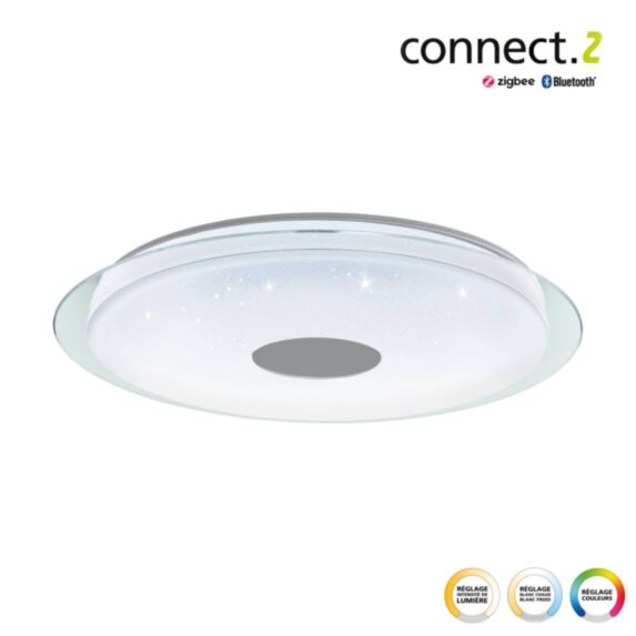 Plafonnier LED connect Lanciano-z acier Ø66cm 38W blanc - EGLO
